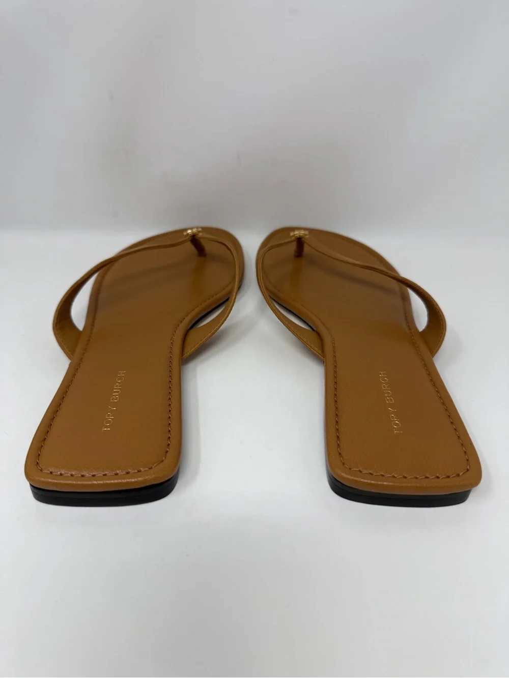 Tory Burch Classic Flip Flop Leather Camel Brown Size 8.5